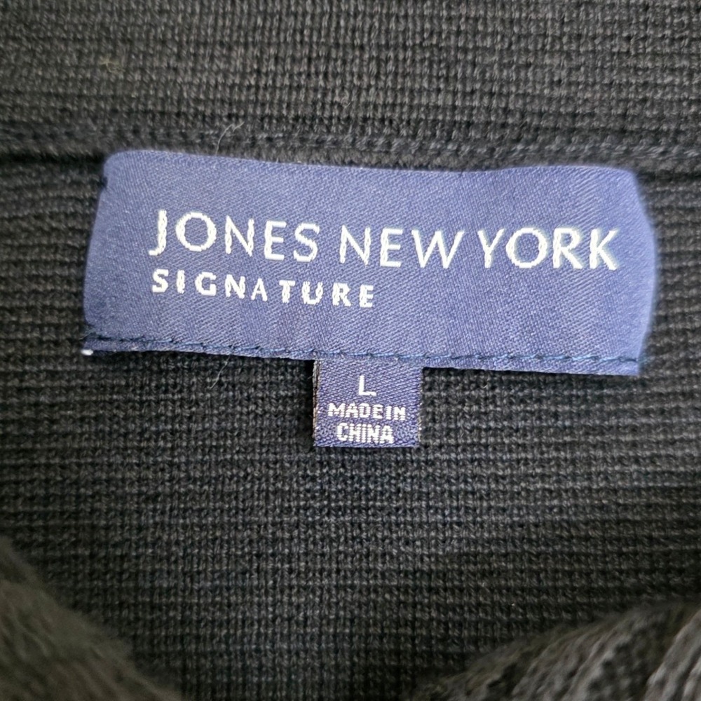 Jones New York Signature Black Cotton Button Up Cardigan Sweater Large Womens - Picture 4 of 8